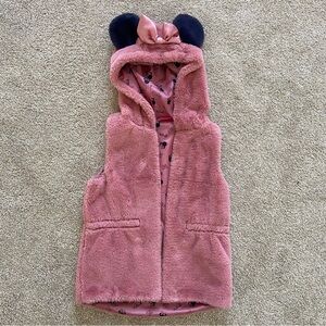 Disney Junior Minnie Mouse Girls Pink Fleece Hooded Vest  Size 7T 128 cm